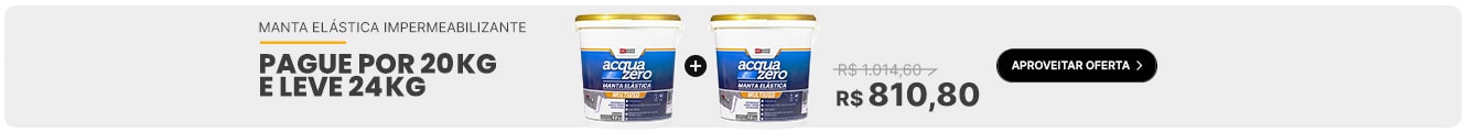 Na Compra de 2Unidade da Manta Elástica Impermeabilizante Acrílica Acqua Zero 12KG Branco (IMAZ00112BR) — Pague apenas R$ 810,80 (Pague 20Kg e Leve 24kg)