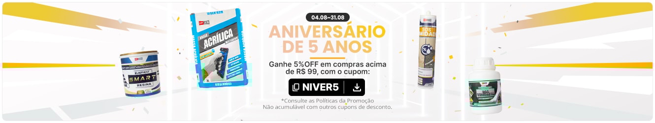 Aniversário de 4 Anos | Garanta 5%OFF com o Cupom: 