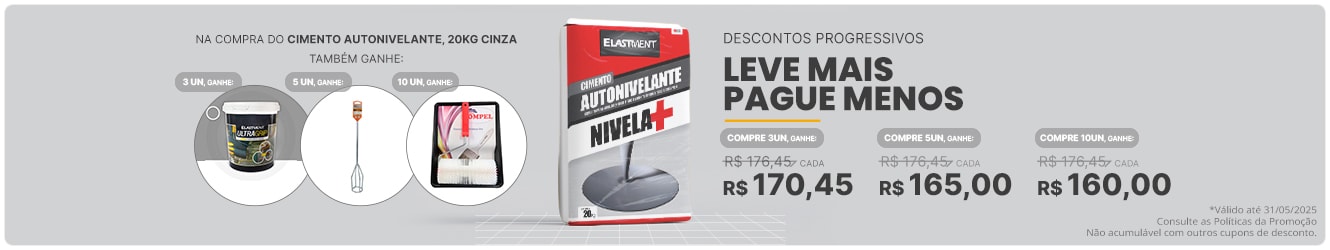 Cimento Autonivelante, 20KG, Cinza - Nivelamento Fácil para Pisos, Secagem Rápida (AN0440020) —   Descontos Progressivos C/ Preço Fixo