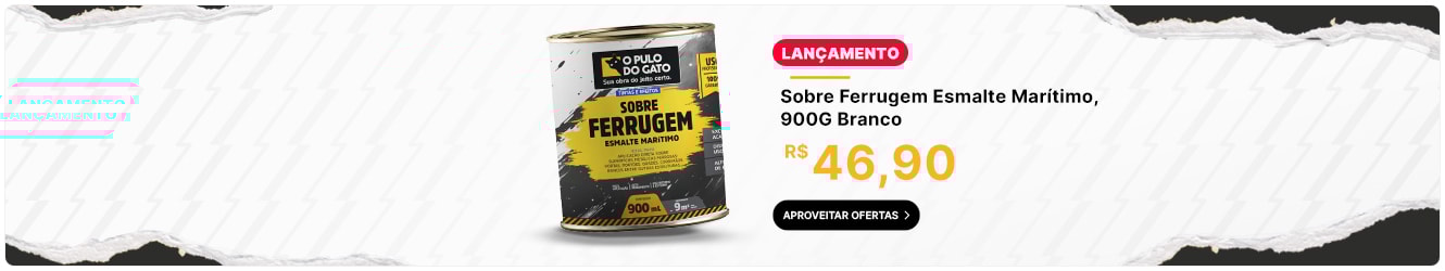 LANÇAMENTO | SOBRE FERRUGEM, Esmalte Marítimo Esmalte Marítimo O Pulo do Gato, 900G - Uso Interno e Externo