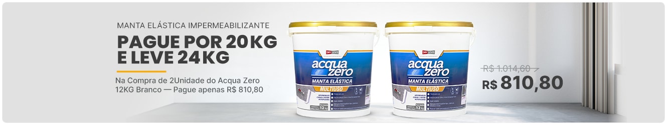 Na Compra de 2Unidade da Manta Elástica Impermeabilizante Acrílica Acqua Zero 12KG Branco (IMAZ00112BR) — Pague apenas R$ 810,80 (Pague 20Kg e Leve 24kg)