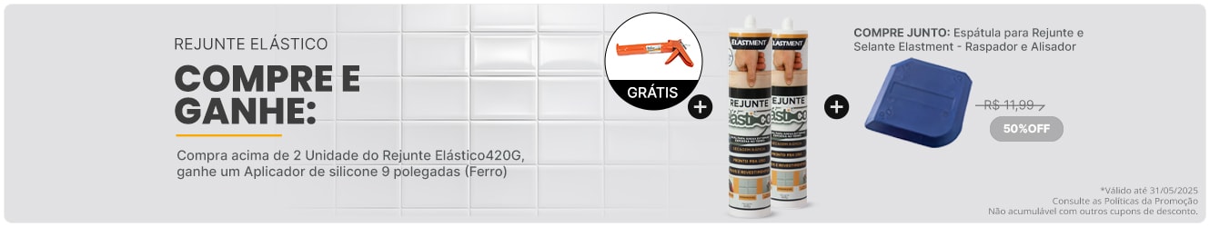 Na Compra acima de 2 Unidade do Rejunte Elástico Elastment 420G, ganhe um Aplicador de silicone 9 polegadas (Ferro) Bestfer (BFH088)