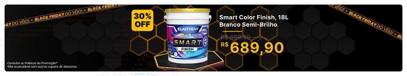 ATÉ 30%OFF | Smart Color Finish 18L Semi-Brilho Branco, de R$989,99 por R$689,90