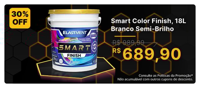 ATÉ 30%OFF | Smart Color Finish 18L Semi-Brilho Branco, de R$989,99 por R$689,90