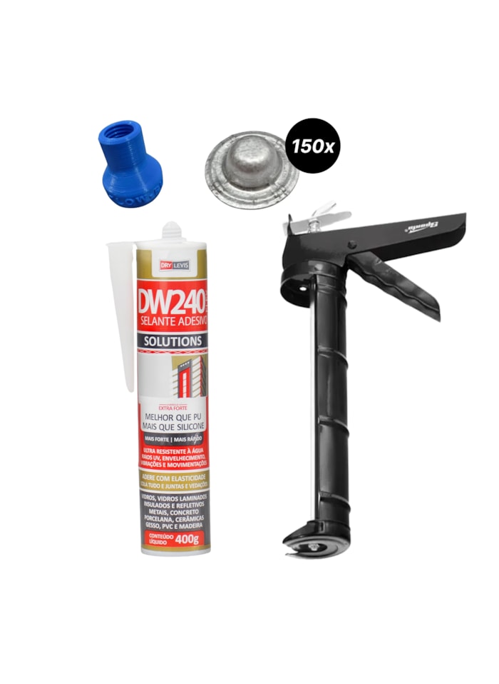 1x Selante DW240 + Aplicador de Silicone 9 Polegadas Sparta  + 150x Protetor de Parafuso Veipar + 1 Bico Aplicador Duramais