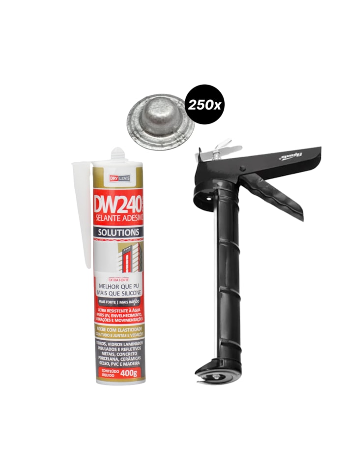 1x Selante DW240 + Aplicador de Silicone 9 Polegadas Sparta  + 250x Protetor de Parafuso Veipar 