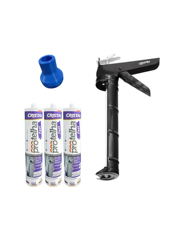3x Protelha Fast Cristal 380G + Aplicador de Silicone 9 Polegadas Sparta + Bico Injetor Veipar