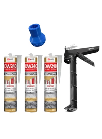 3x Selante DW240 + Aplicador de Silicone 9 Polegadas Sparta + Bico Injetor Veipar