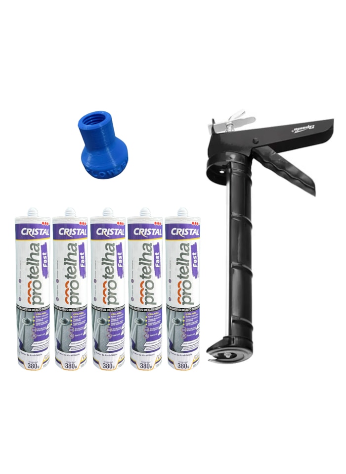 5x Protelha Fast Cristal 380G + Aplicador de Silicone 9 Polegadas Sparta + Bico Injetor Veipar