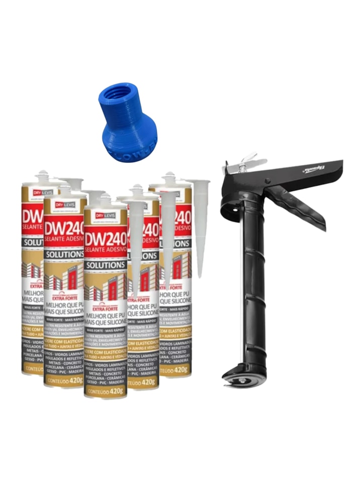 5x Selante DW240 + Aplicador de Silicone 9 Polegadas Sparta + Bico Injetor Veipar