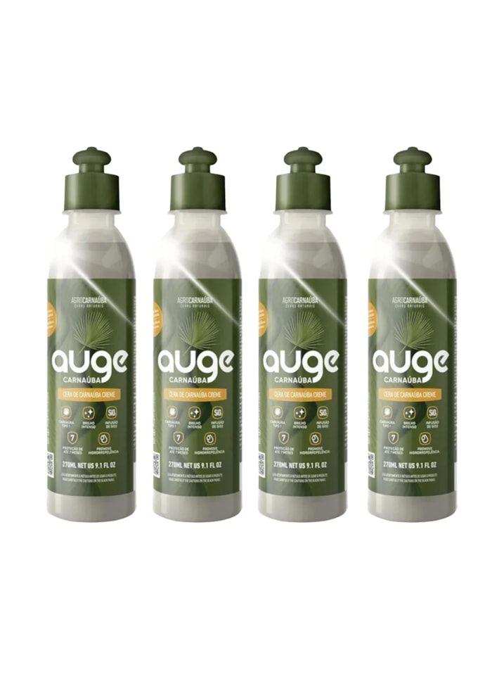 Cera de Carnaúba Automotiva Líquida Auge 270ML Creme - 04 Unidades