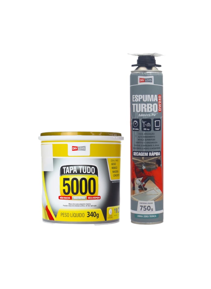 Kit 1x Espuma Turbo DW240 750G + 1x Massa Tapa Tudo 340G