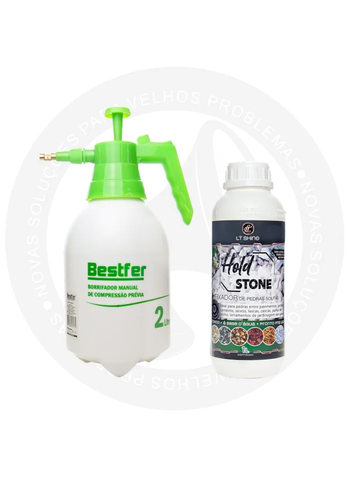 Kit 1x Fixador de Pedras Hold Stone 1L + Borrifador Manual de Compressão Prévia 2L Bestfer