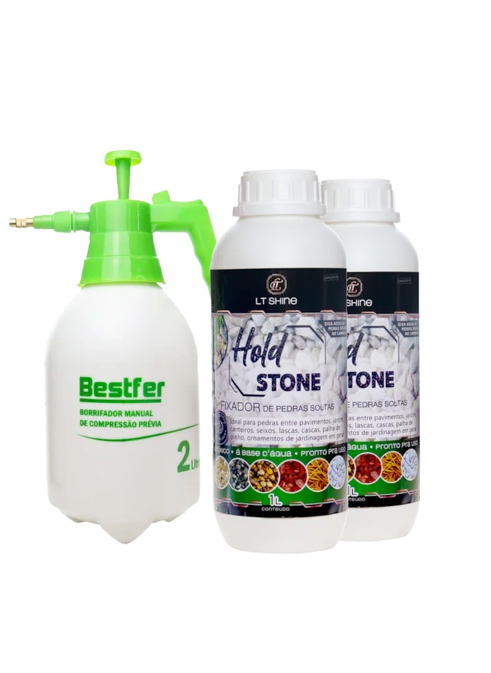 Kit 2x Fixador de Pedras Hold Stone 1L + Borrifador Manual de Compressão Prévia 2L Bestfer
