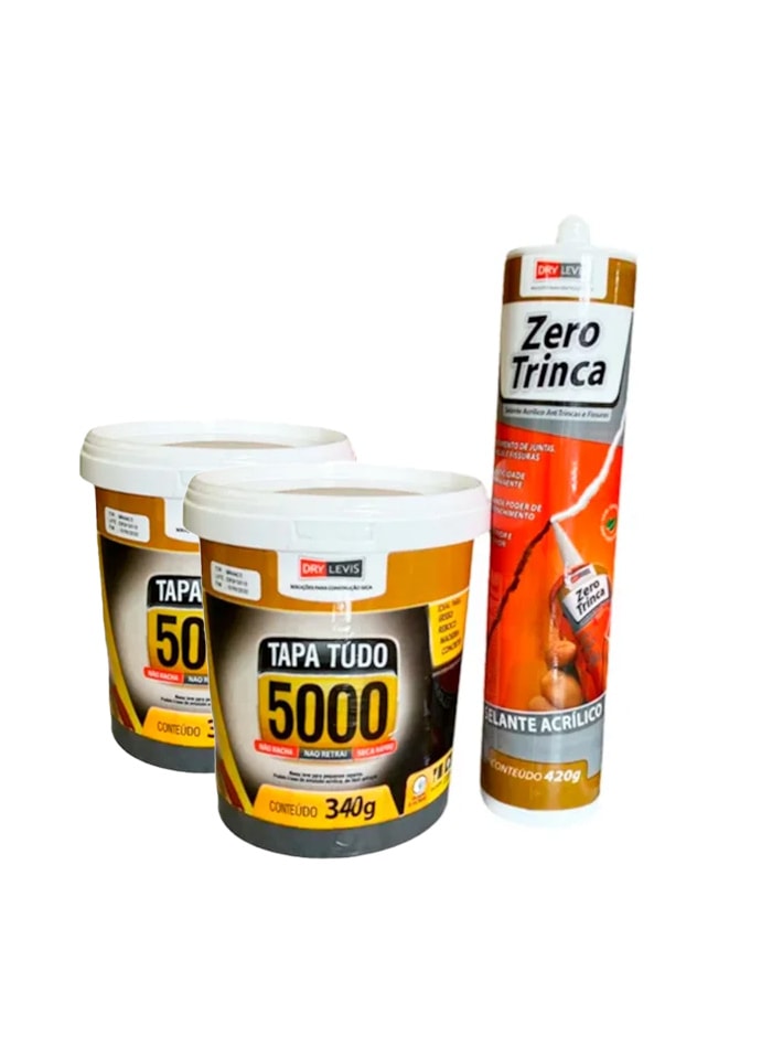Kit 2X Massa Tapa Tudo 5000 340G + Selante Acrílico Zero Trinca 420G