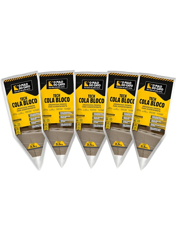 Kit 5x Massa Polimérica Cimento Pronto Cola Tijolos 2,5kg