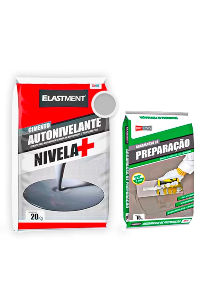 Kit Cimento Autonivelante 20KG Cinza + Argamassa de Preparação 10KG