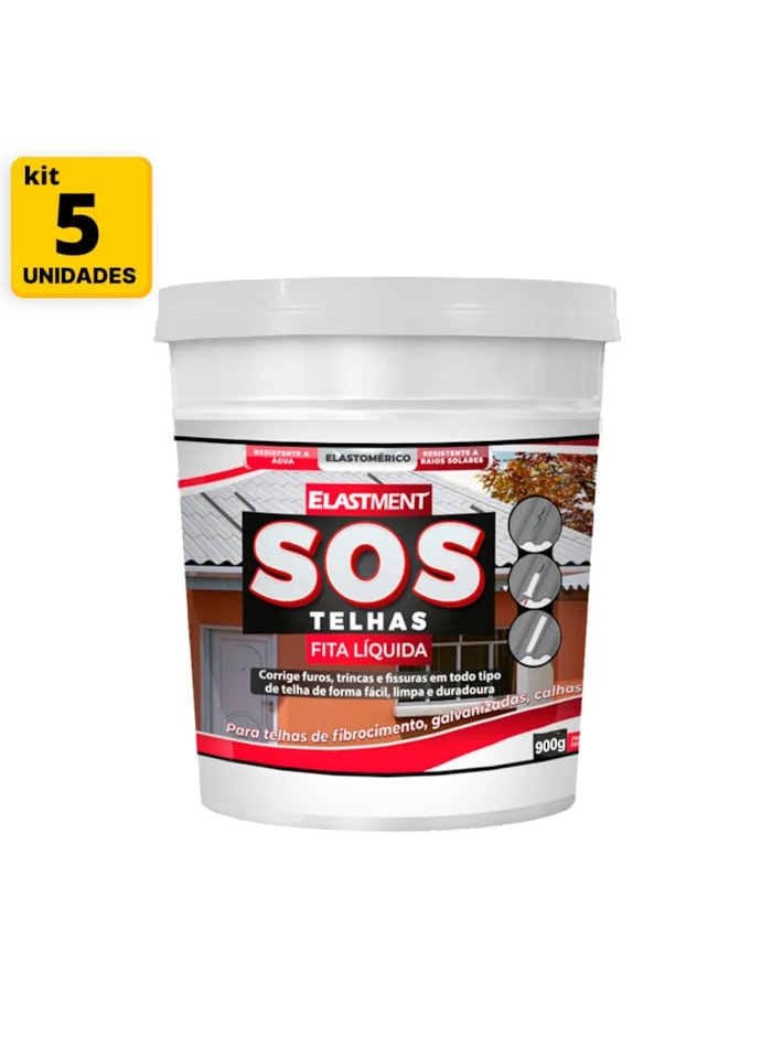KIT Fita Multiuso Líquida para Telhados SOS Telhas 900g Cinza - 5 Unidades