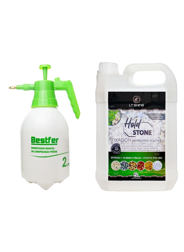 Kit Fixador de Pedras Hold Stone 5L + Pulverizador Costal de Compressão Prévia 5L Bestfer