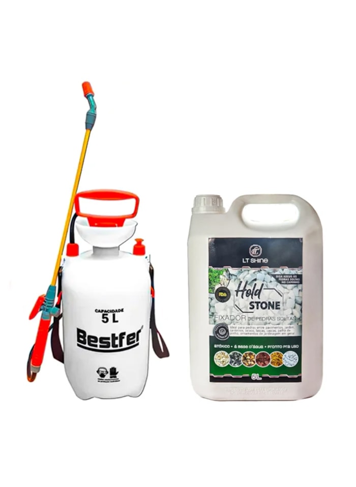 Kit Fixador de Pedras Hold Stone 5L + Pulverizador Costal de Compressão Prévia 5L Bestfer