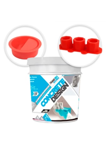 KIT Hobby Art Concrete Design 1KG (1 un) + Molde de Silicone para Vaso Suculenta c/ 1 e 3 recipientes (1 un cada)