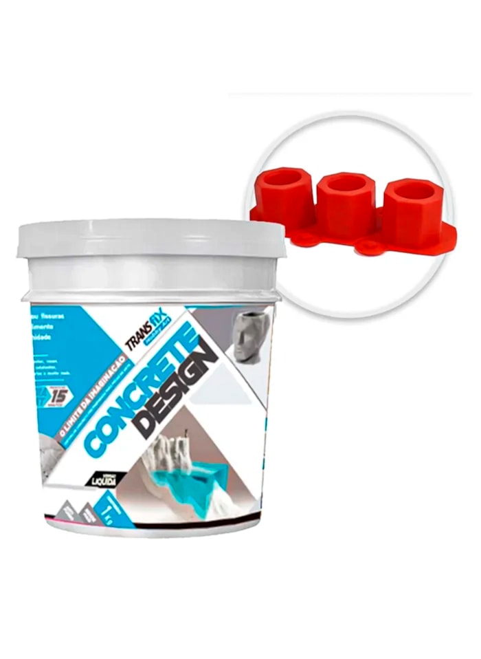 KIT Hobby Art Concrete Design 1KG Cinza (1 un) + Molde de Silicone para Vaso de Suculenta c/ 3 recipientes (1 un)