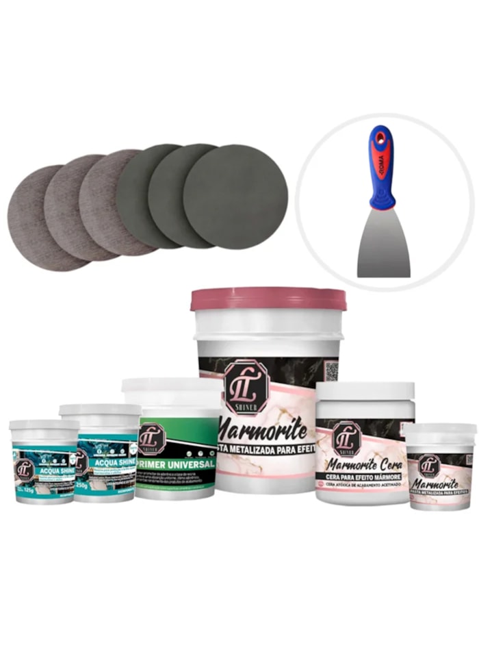 Kit Iniciante para Mármore + Espátula de Aço Cromado 8cm Roma