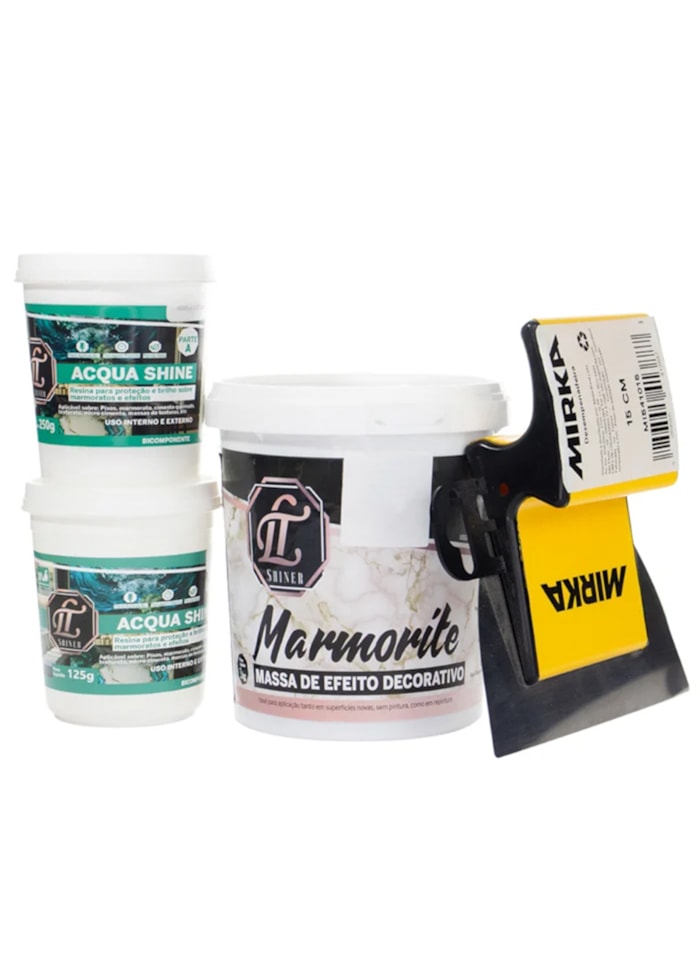 KIT LT Shine Acqua Shine 375G + Marmorite 1KG + Desempenadeira Mirox 15CM