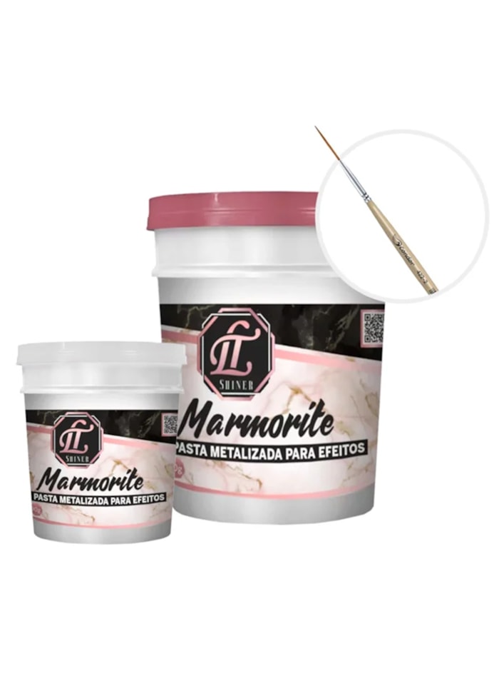KIT Marmorite 4KG Base + Pasta Metalizada (Cor a escolha) + Pincel 422-2