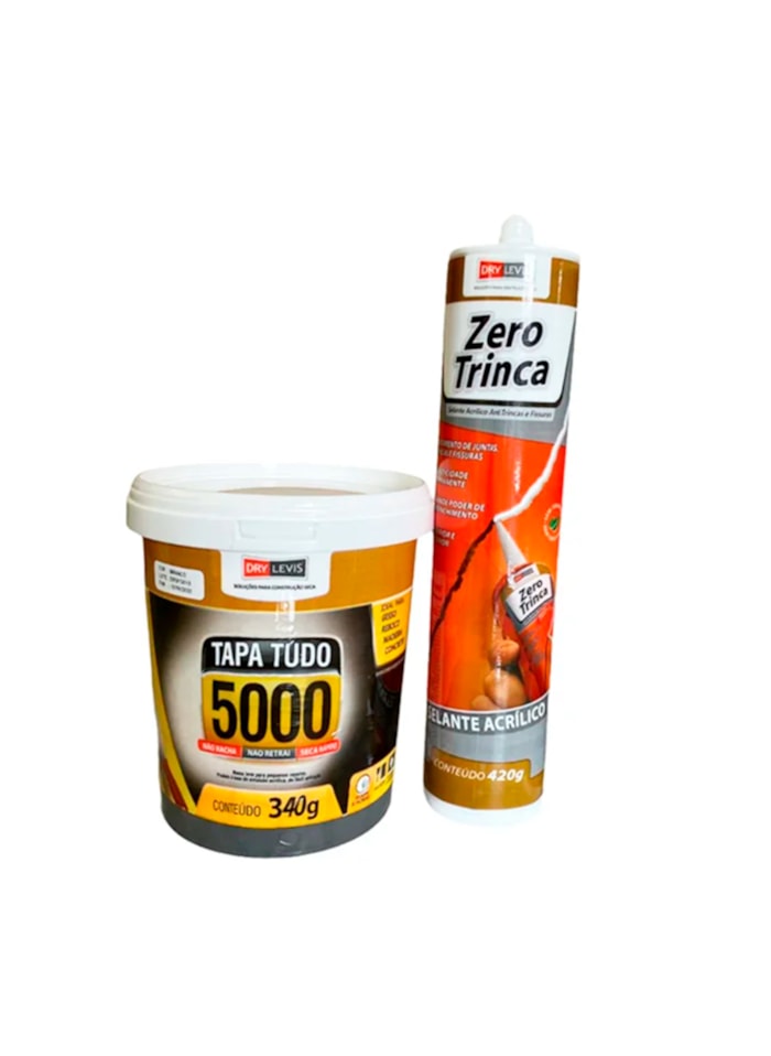 Kit Massa Tapa Tudo 5000 340G + Selante Acrílico Zero Trinca 420G