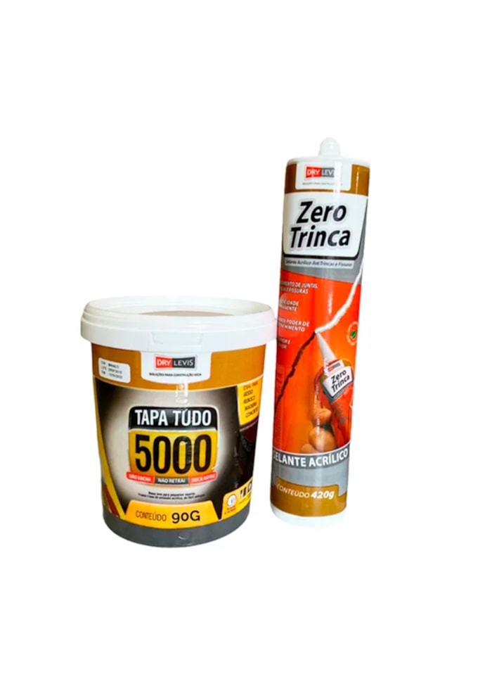 Kit Massa Tapa Tudo 5000 90G + Selante Acrílico Zero Trinca 420G