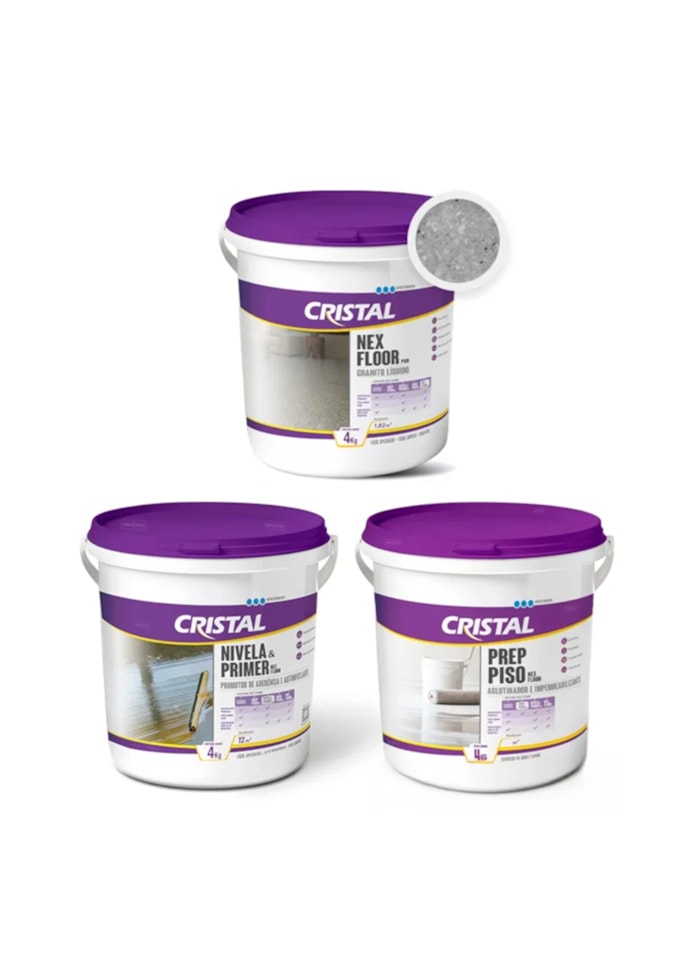 Kit Nex Floor Granito Líquido, 24m² - Preparação e Acabamento, Com Necessidade de Nivelamento