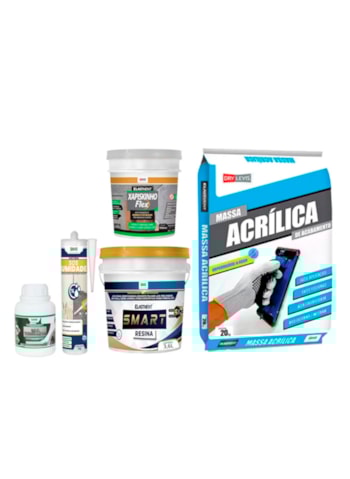 Kit Parede Seca - SOS Umidade 250G (3x) + SOS Concreto 200ML (1x) + Massa Acrilica 20KG (1x) + Smart Resina 3,6L (1x) + Chapisco Flex 900G (1x)