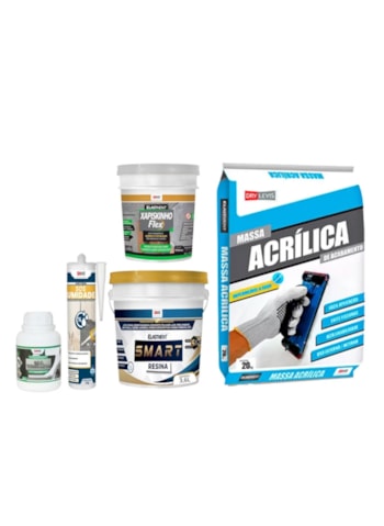 Kit Parede Seca - SOS Umidade 250G (3x) + SOS Concreto 200ML (1x) + Massa Acrilica 20KG (1x) + Smart Resina 3,6L (1x) + Chapisco Flex 900G (1x)