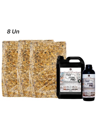 Kit Piso Drenante 10m² - 8x Micro Seixo 25KG + 1x Hold Stone 5L + 1x Hold Stone 1L