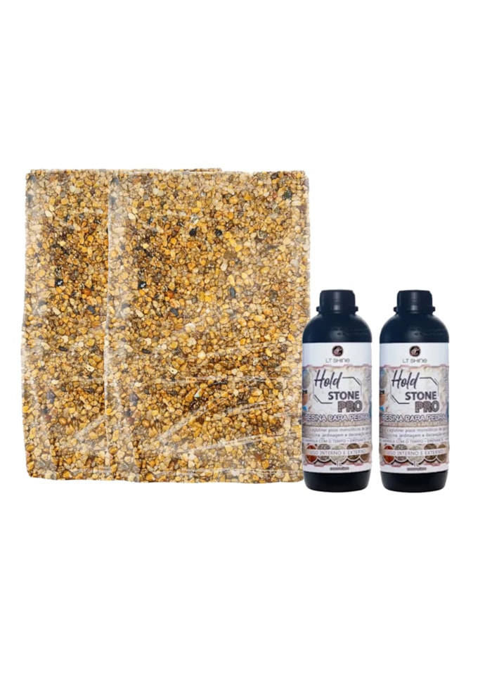 Kit Piso Drenante 2,5m² - 2x Micro Seixo 25KG + 2x Hold Stone 1L