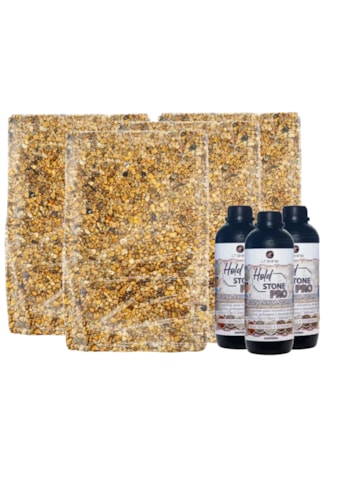 Kit Piso Drenante 5m²- 4x Micro Seixo 25KG + 3x Hold Stone 1L