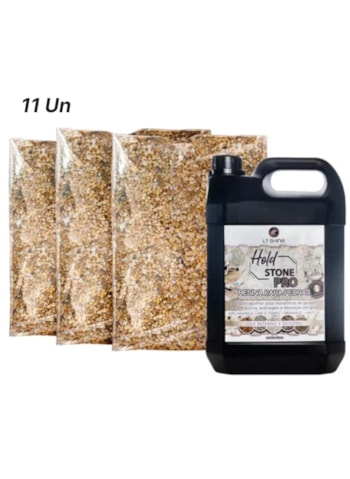 Kit Piso Drenante 8m² - 11x Micro Seixo 15KG + 1x Hold Stone 5L