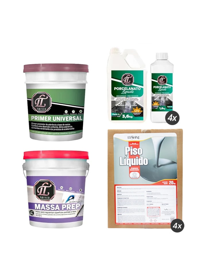 Kit Piso Líquido com Revestimento C/ Porcelanato Líquido