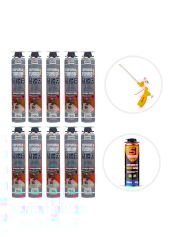 Kit Profissional de Espuma Turbo DW240 - Drylevis (10x 750G) + Limpador Sieger 500ml + Pistola Aplicadora