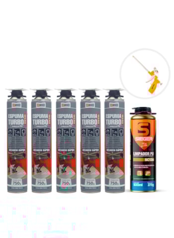 Kit Profissional de Espuma Turbo DW240 - Drylevis (5x 750G) + Limpador Sieger 500ml + Pistola Aplicadora
