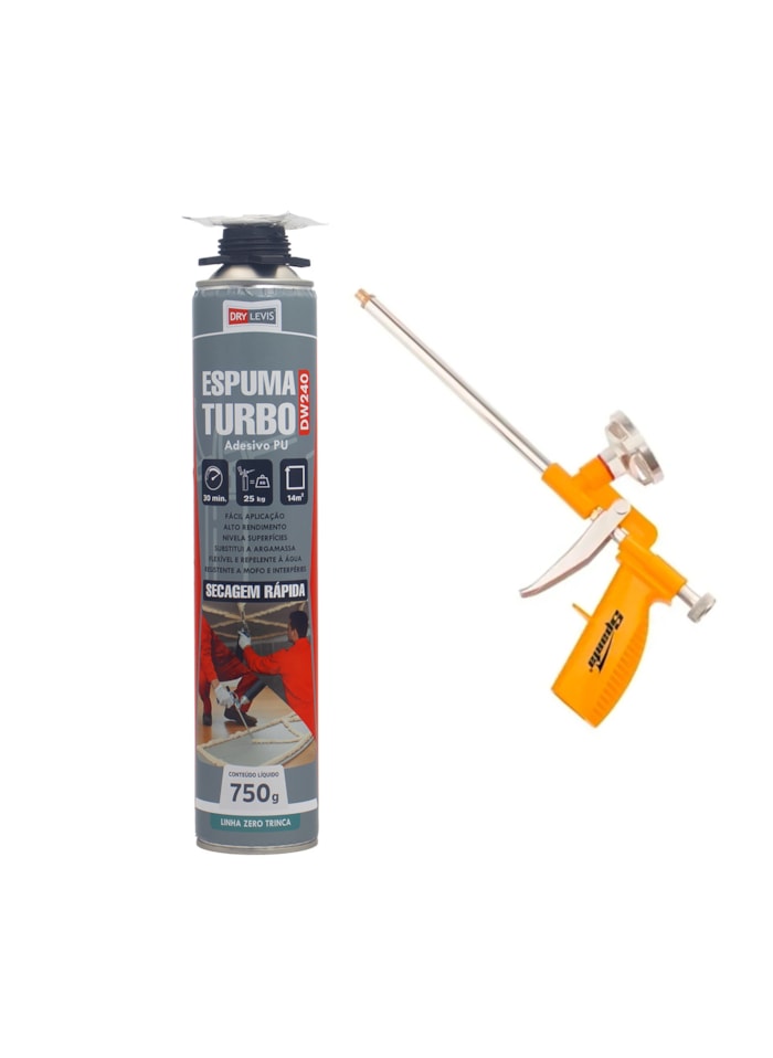 Kit Profissional de Espuma Turbo DW240 Drylevis  - 750G + Pistola Aplicadora Sparta