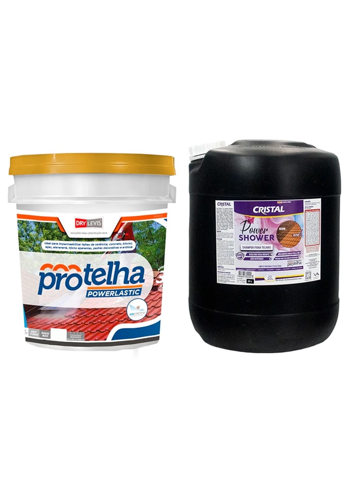 kit  Protelha Powerlastic Cristal, 18L + Shampoo para Telhas Power Shower 25L