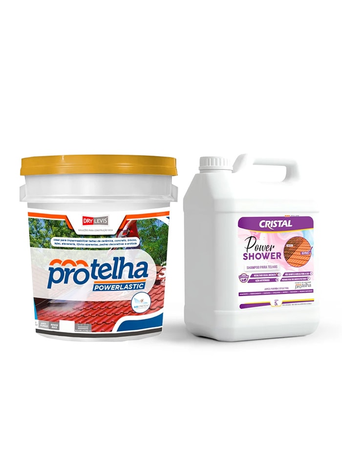 kit  Protelha Powerlastic Cristal, 3,6L + Shampoo para Telhas Power Shower 5L