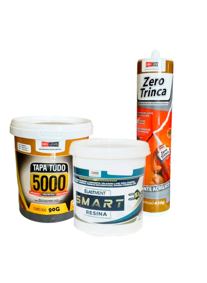 Kit Zero Trinca 1 - Massa Tapa Tudo 90G + Smart Resina 250ML + Selante Acrílico Zero Trinca 420G