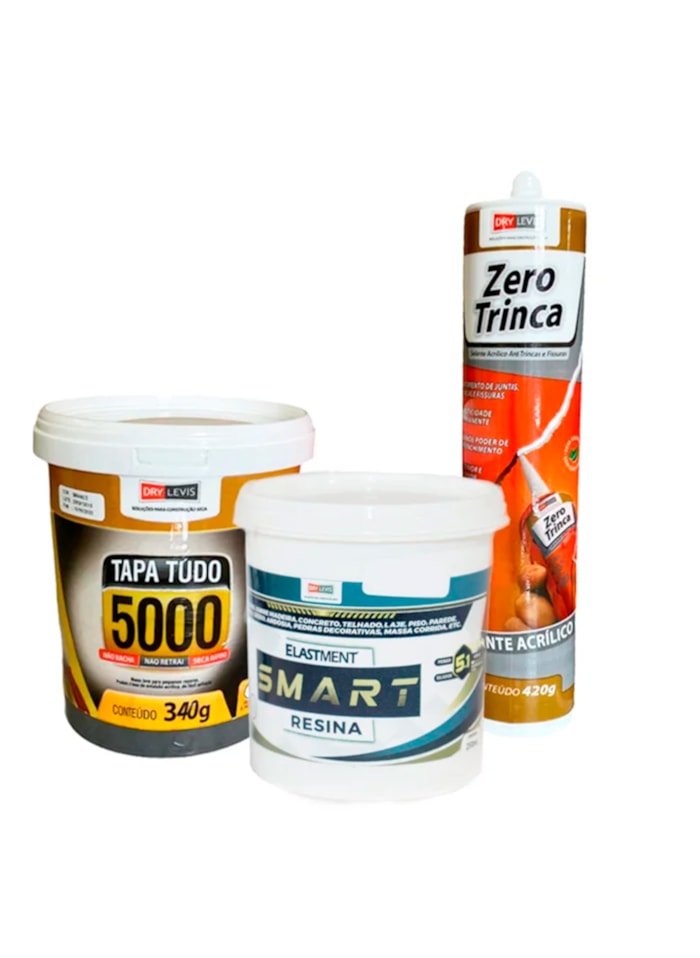 Kit Zero Trinca 2 - Massa Tapa Tudo 340G + Smart Resina 250ML + Selante Acrílico Zero Trinca 420G