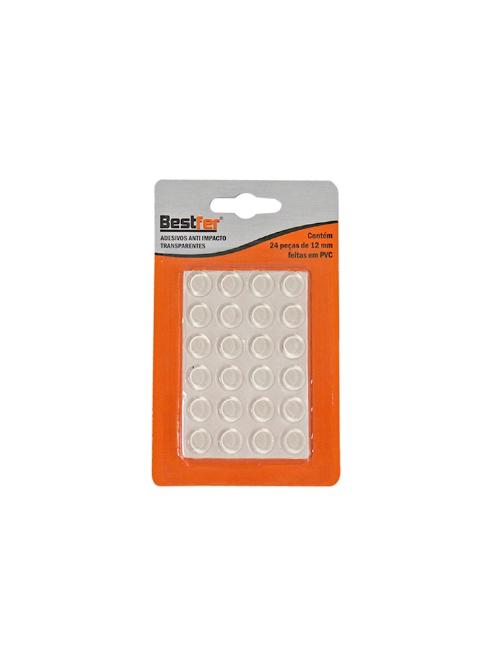 Adesivo Anti Impacto Transparente 12MM Bestfer - 24 Peças