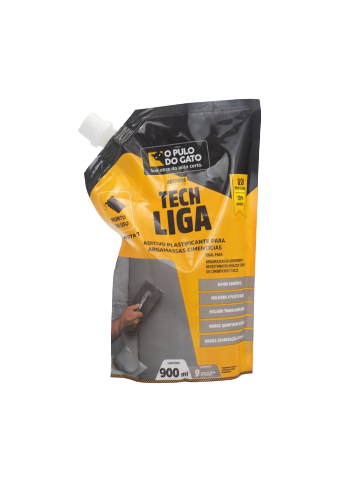 Aditivo Plastificante para Argamassas Cimentícias Tech Liga 900ML Pulo do Gato