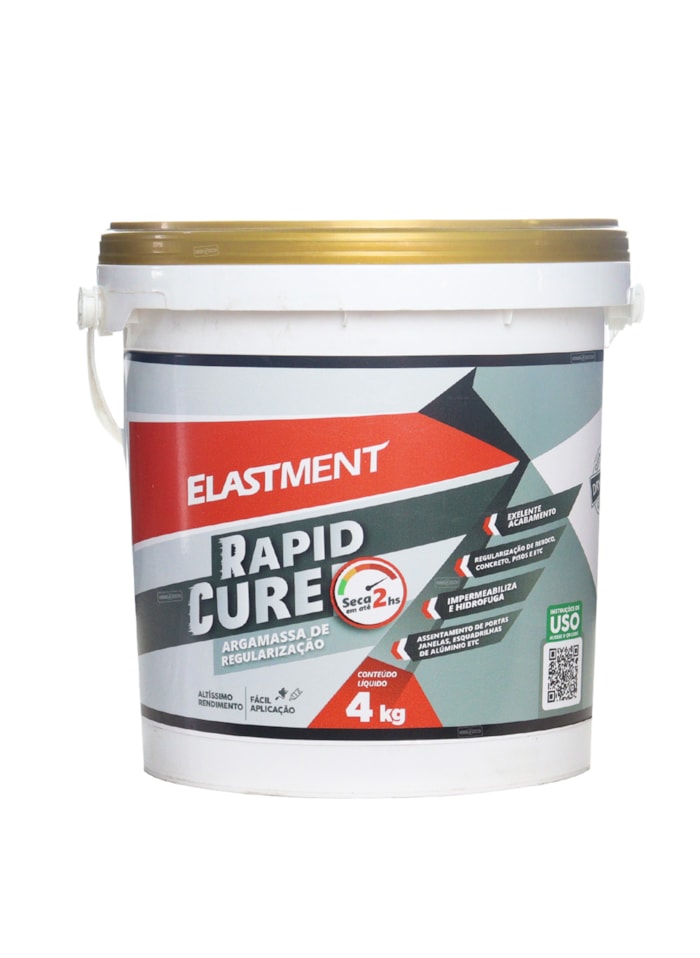 Argamassa de Regularização Rapid Cure Elastment, 4KG Cinza - Seca em até 2 Horas