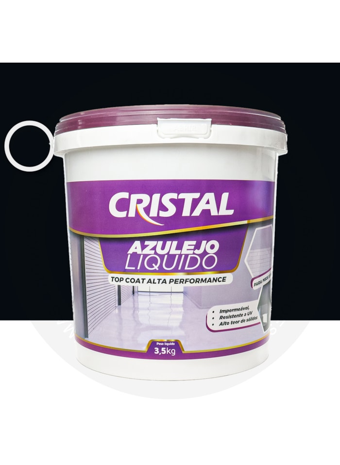 Azulejo Liquido Cristal, 3,5KG Preto Brilhante - Bi Componente e Impermeável